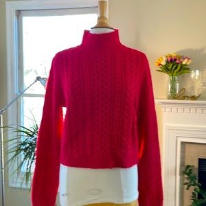 LOFT long sleeve mock neck sweater in geranium red- XL